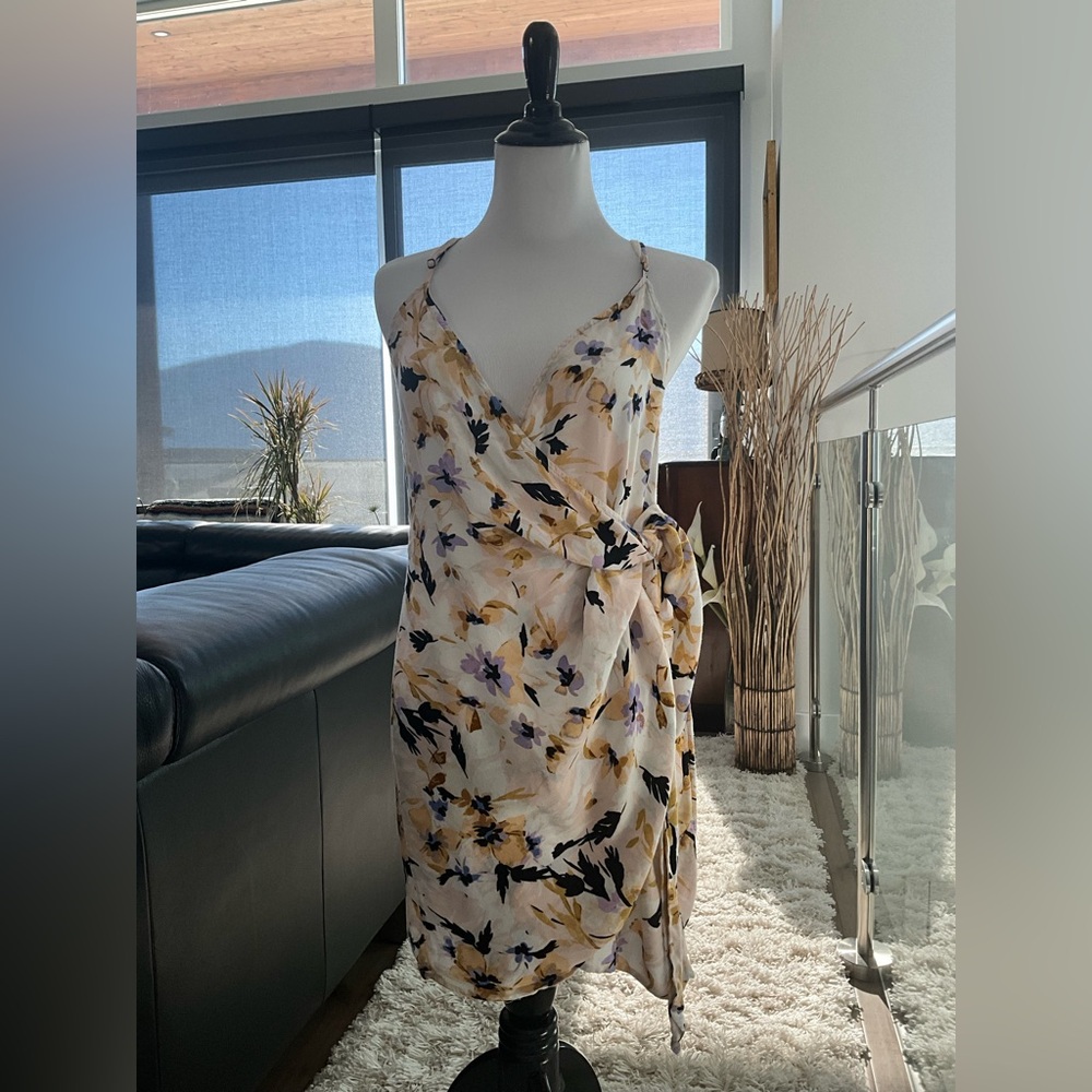 O'Neill Black and Tan Wrap Asymmetrical Sundress